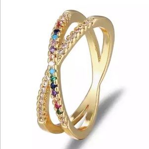 Australian Crystal 🌈 Rainbow Crossover Ring...
